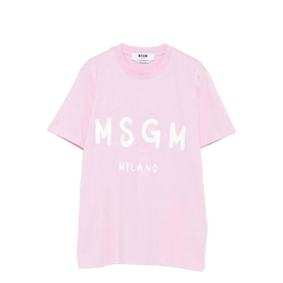 MSGM Milano Logo T-Shirt Women PINK & PURPLE T-Shirts & Tops